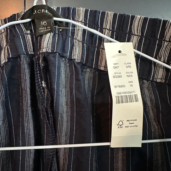 NWT J. Crew drawstring pull-on blue striped pants size 16 - Picture 3 of 9